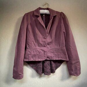Paul Frank Womens Medium 100% Cotton Burgundy Single-Breasted Blazer Jacket